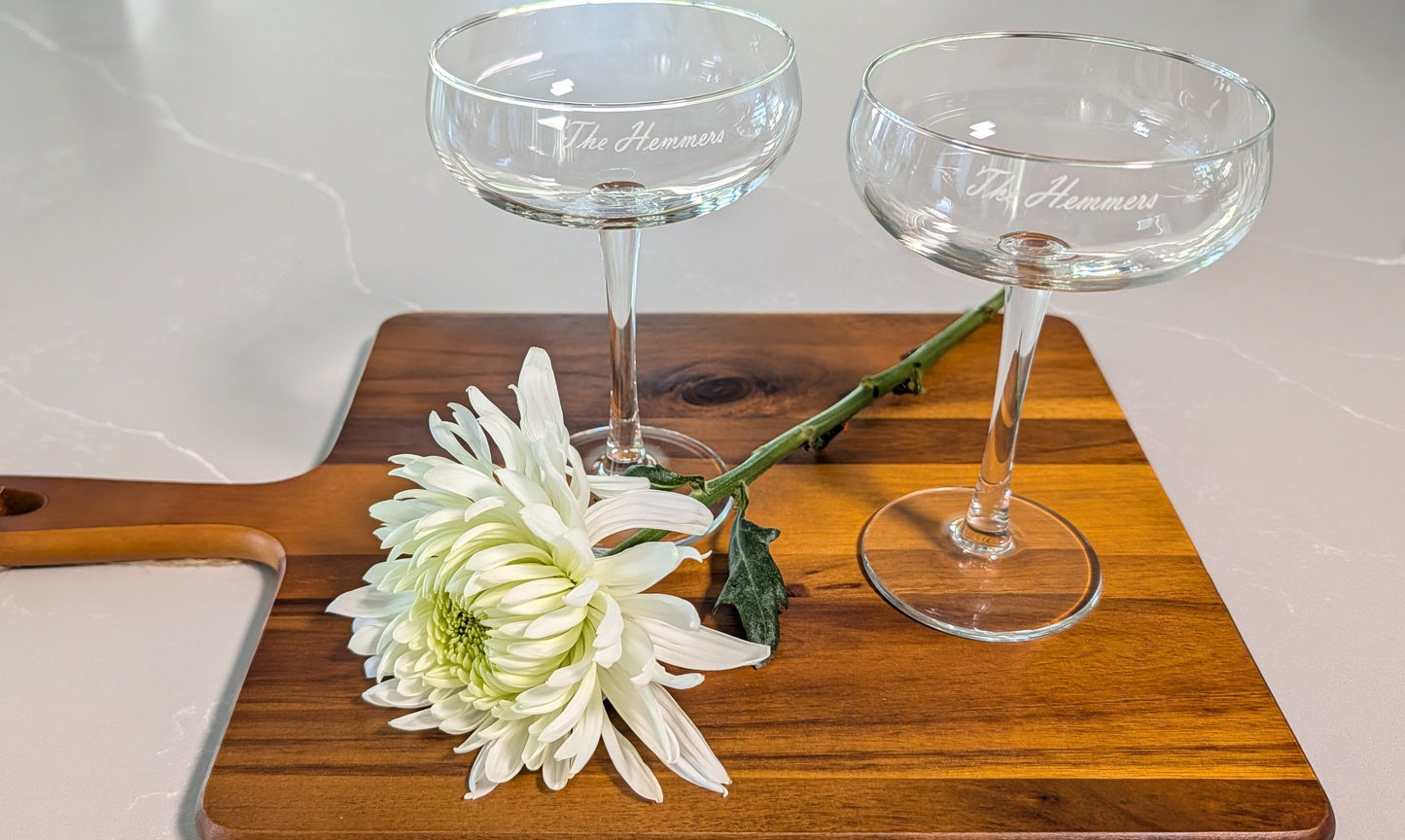 Engraved Champagne Coupe Glasses