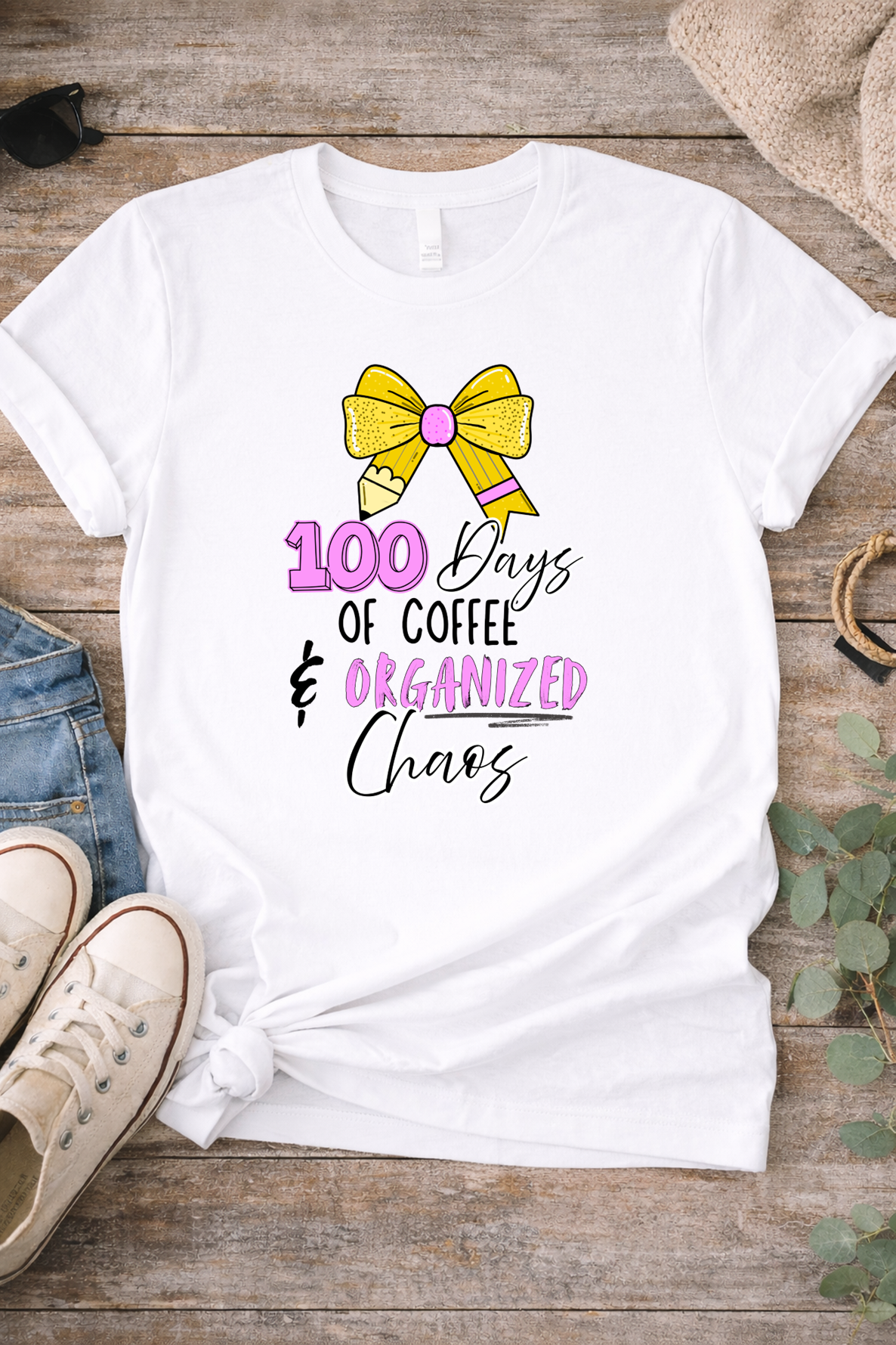 100th Day of School Short Sleeve Coffee & Chaos